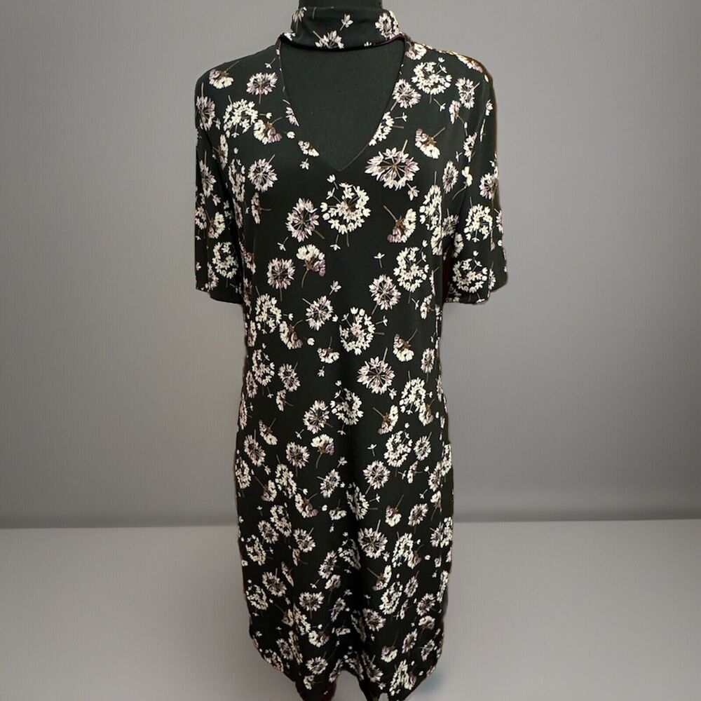 White House Black Market Dress Medium Reversible LBD Whimsical Office Travel